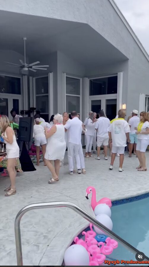 Poolside white-party celebration setup